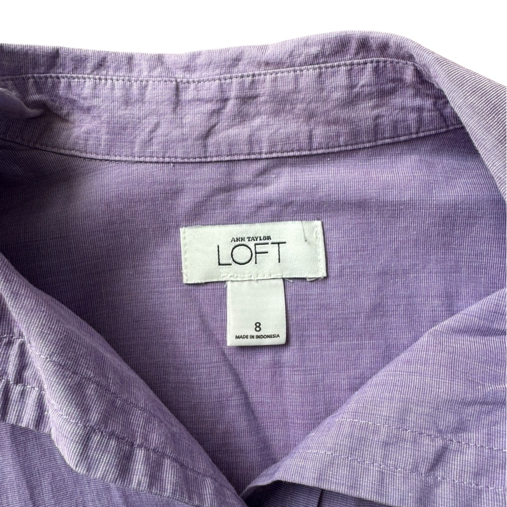 🌼5 for 25🌼 LOFT Purple Short Sleeve Button Down Shirt Size 8 - Picture 6 of 9